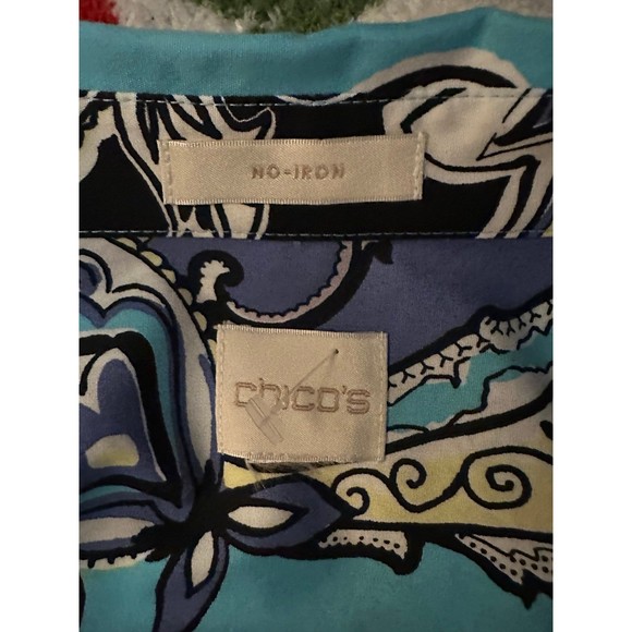 Chico’s No-Iron Maritime Paisley Button-Back Shirt - Picture 5 of 5